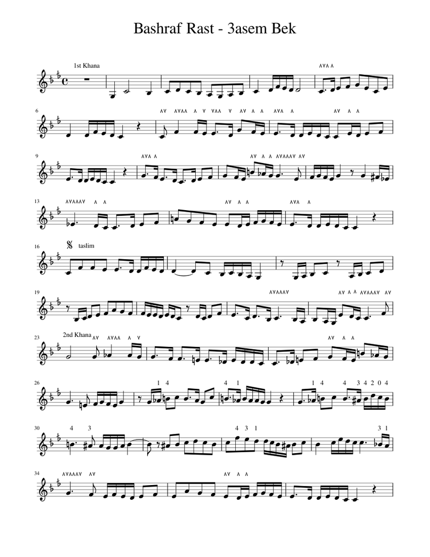 Bashraf Rast - 3asem Bek Sheet Music for Piano (Solo) easy | MuseScore.com