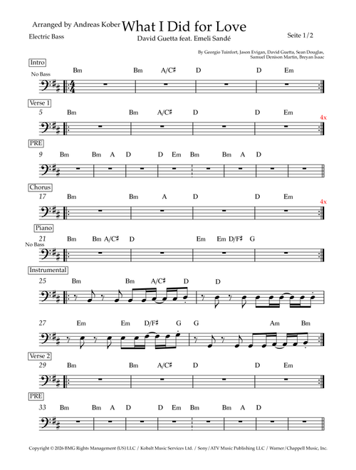 What I Did For Love (Arr. Andreas Kober) - David Guetta (Instrumental Solo)