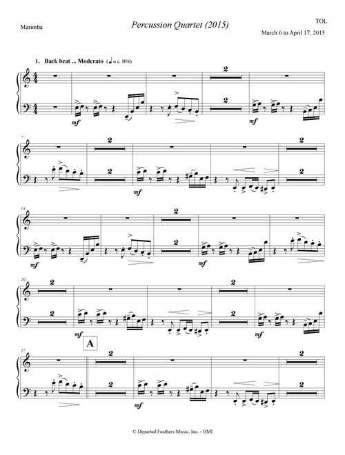 Percussion Quartet (2015) marimba part - Thomas Oboe Lee (Marimba Solo)