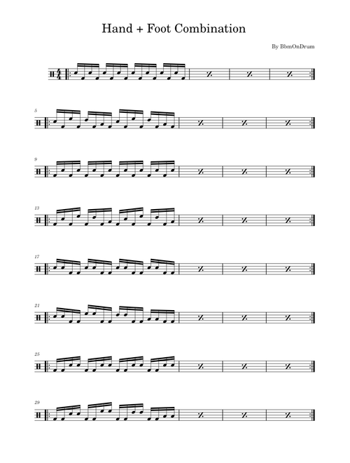 Hand + Foot 16th Note Combition – bbmondrum