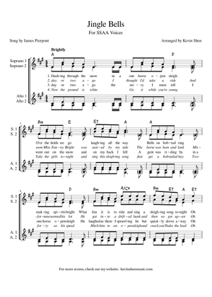 Jingle Bells (TTBB A Cappella) Sheet Music with Chords for