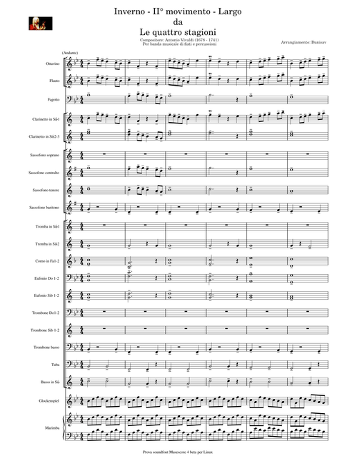 Antonio Vivaldi - Le quattro stagioni – Largo dall'Inverno - ( Test MS 4 beta) per Banda Musicale