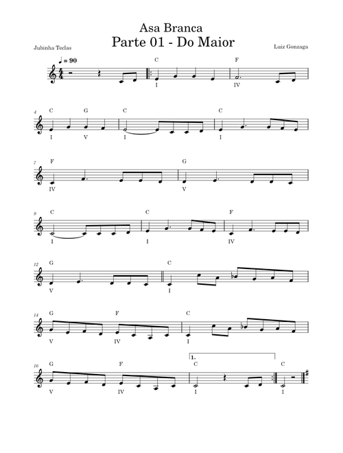 Asa branca – Luiz Gonzaga - Clave de sol