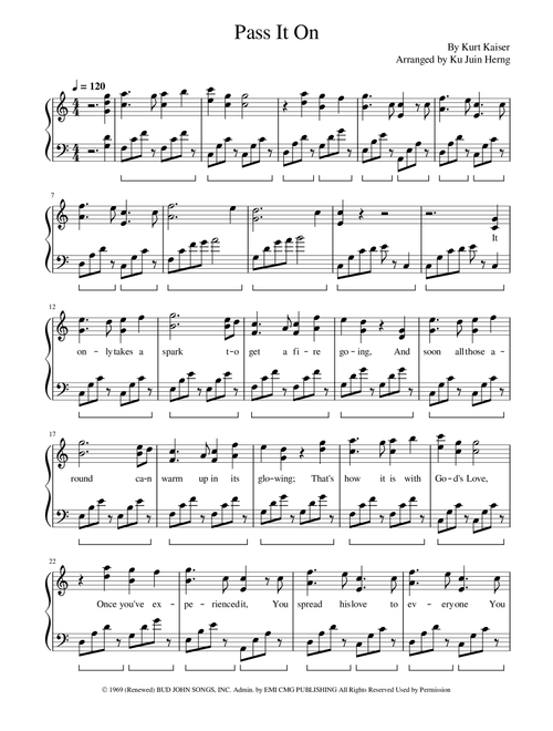 Pass It On (Arr. Ku Juin Herng) - Kurt Kaiser (Piano Solo)