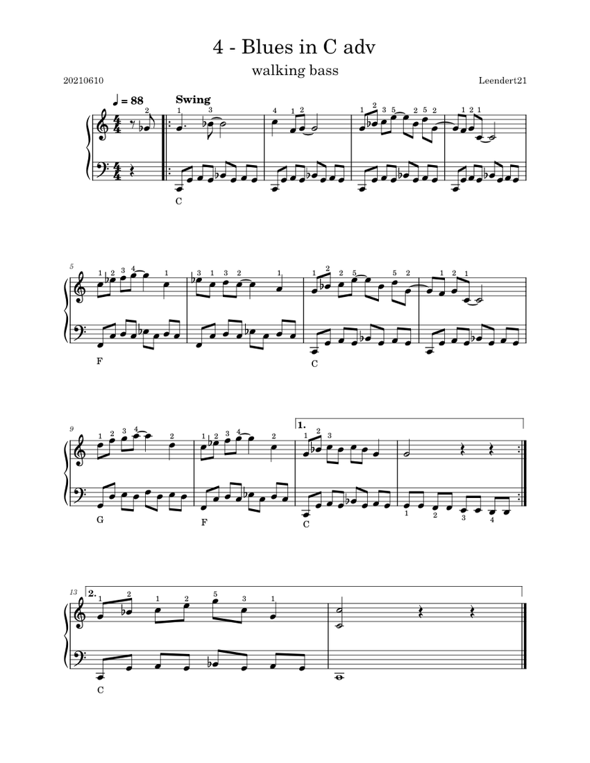 4 - Blues in C adv - piano tutorial