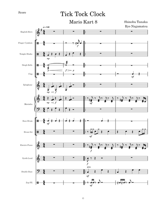 Tick Tock Clock (Mario Kart 8) - Transcribed Score