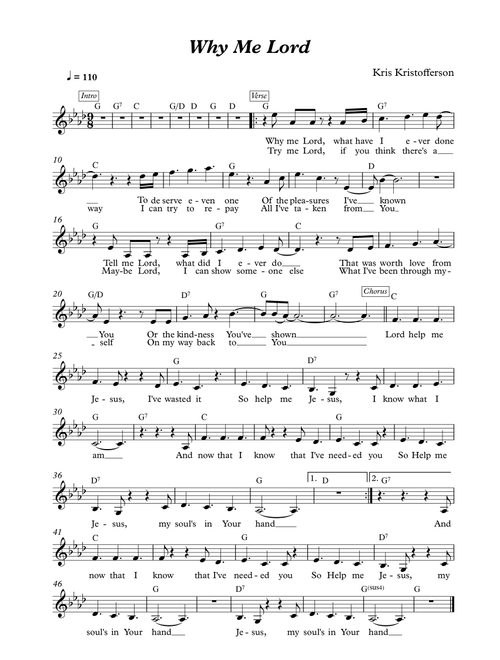 Why Me? (Why Me, Lord?) (Arr. Ignacio Scampino) - Kris Kristofferson (Guitar Chords-Lyrics)