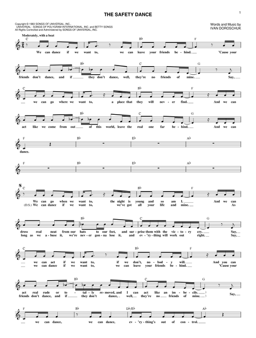 The Safety Dance - Men Without Hats (Lead Sheet - Fake Book)
