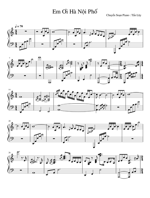Em ơi! Hà Nội Phố  -Phú Quang .Piano Am