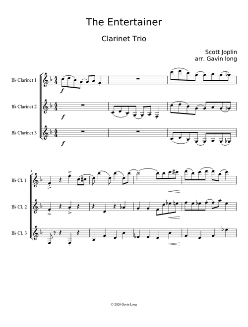 The Entertainer - Clarinet Trio