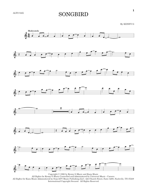 Songbird - Kenny G (Alto Sax Solo)