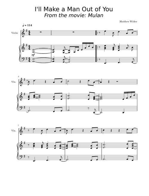 I'll Make A Man Out of You – Matthew Wilder