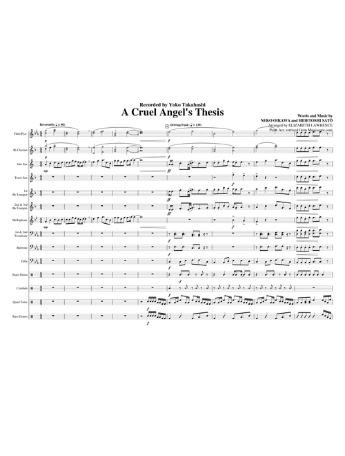 A Cruel Angel's Thesis for Marching Band