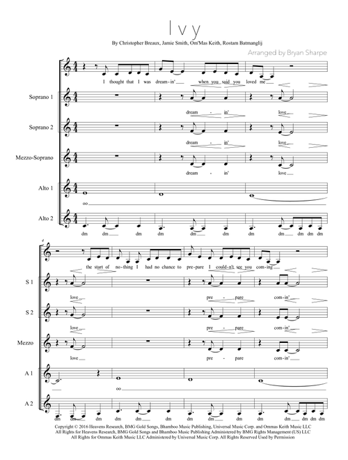 Ivy (Arr. Bryan Sharpe) - Frank Ocean (Choral, SSA)