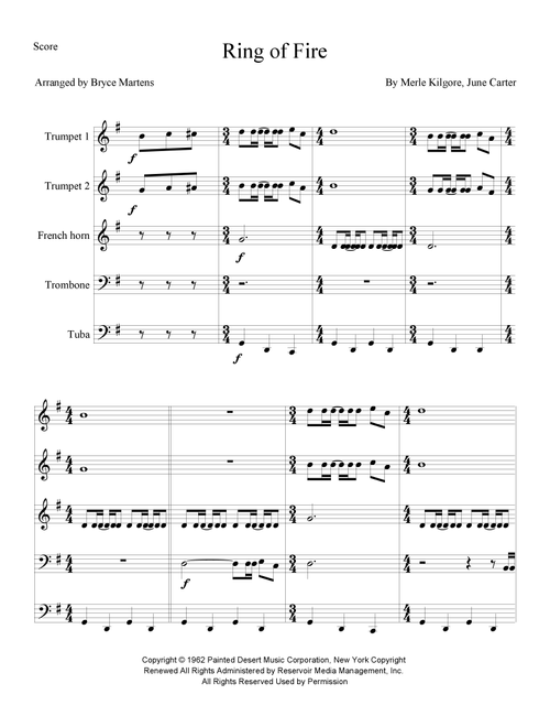 Ring Of Fire (Arr. Bryce Martens) - Alan Jackson (Brass Ensemble)