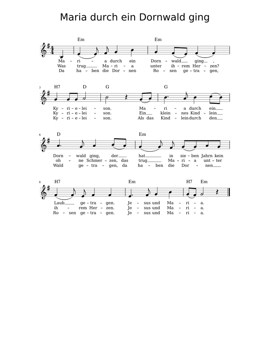 Maria Durch Ein Dornwald Ging Chords