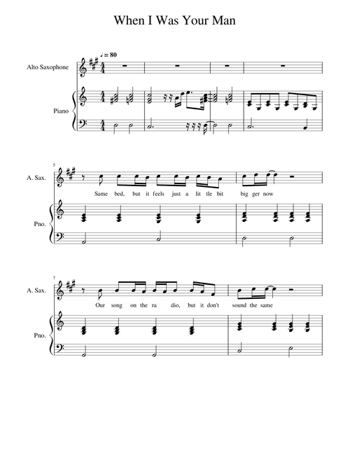 When I Was Your Man - Bruno Mars Alto Sax and Piano