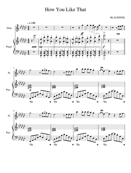 How You Like That - BLACKPINK (Flute and Piano)