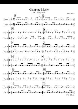 Clapping Music – Steve Reich Clapping Music Sheet Music for Claves ...