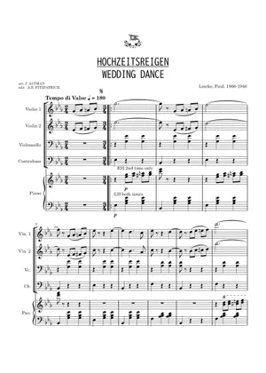 Wedding Dance Sheet Music for Piano, Violin, Viola, Cello Wedding Dance Sheet Music for Piano, Violin, Viola, Cello