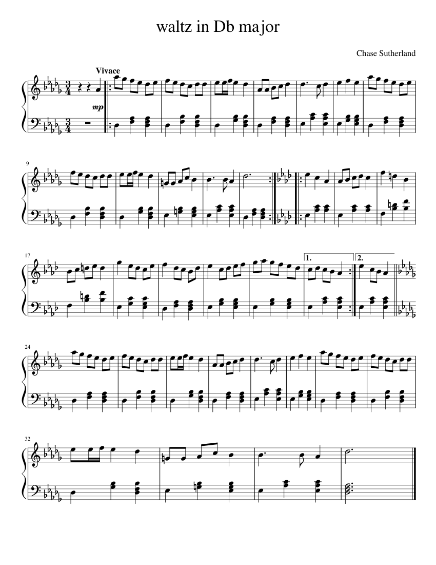 Waltz in Db Major Sheet music for Piano (Solo) Easy | Musescore.com