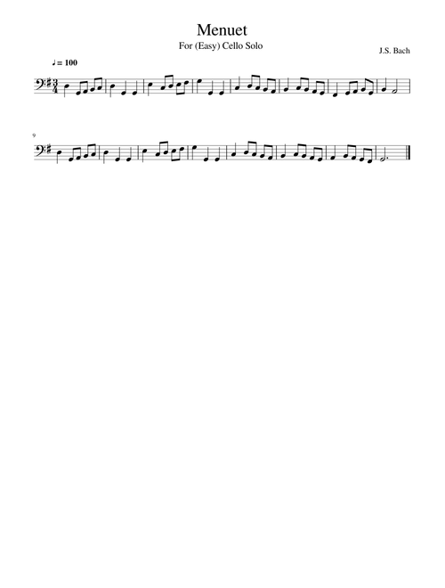 Menuet - Bach - For (easy) Cello Solo