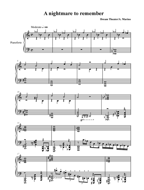 A Nightmare To Remember (Arr. Alessandro Marino) - Dream Theater (Piano Solo)