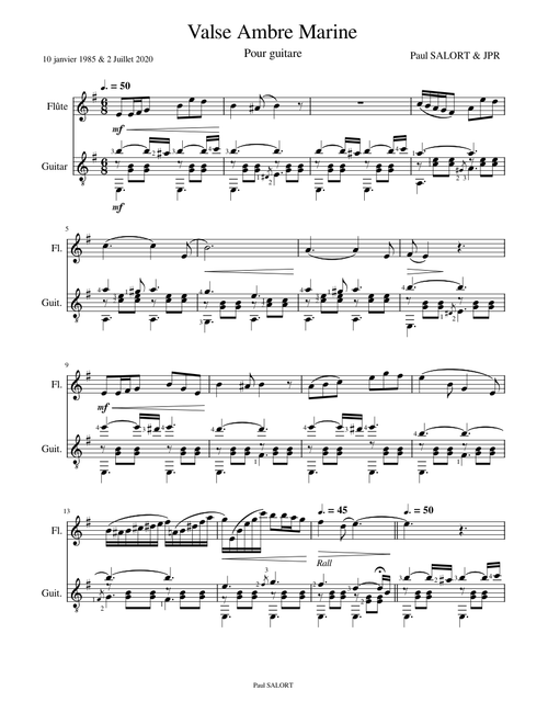 PRS 56(b) - Valse Ambre Marine  pour flûte et guitare (sea amber waltz)