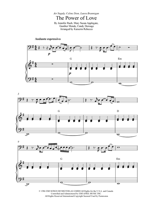 The Power Of Love (Arr. Kaiserin Rebecca) - Celine Dion (Cello and Piano)