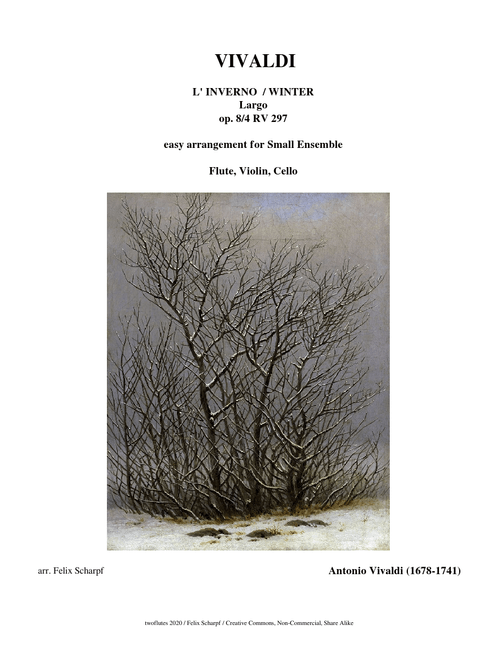 Vivaldi, Antonio - Winter (Largo) easy arr. for Small Ensemble- Flute, Violin, Cello (F. Scharpf)