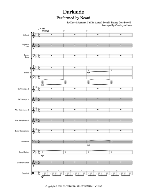 Darkside (Arr. Cassidy Allison) - Neoni (Choral, SATB)