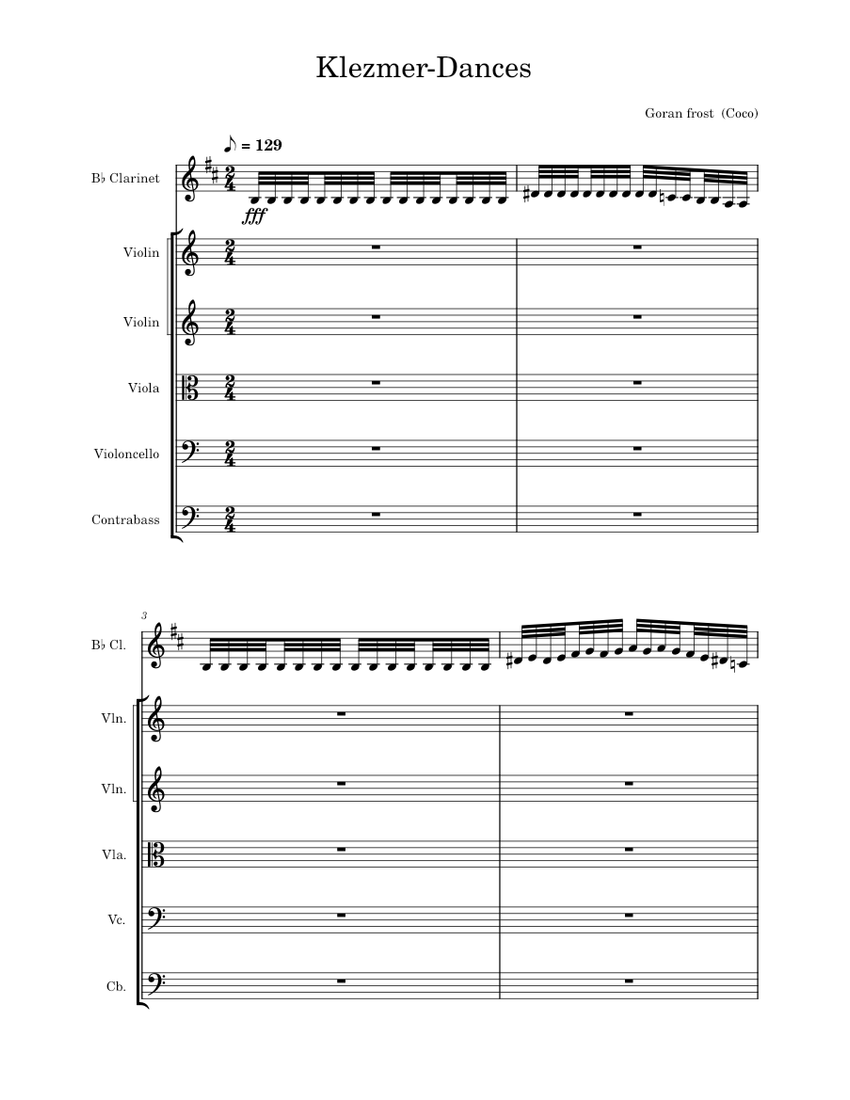 Klezmer_Dance Sheet music for in bflat, Contrabass, Violin