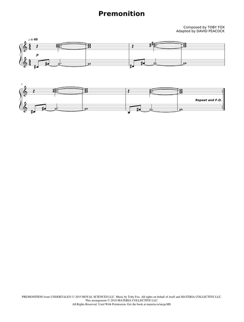 Premonition (UNDERTALE Complete Piano Sheet Music)