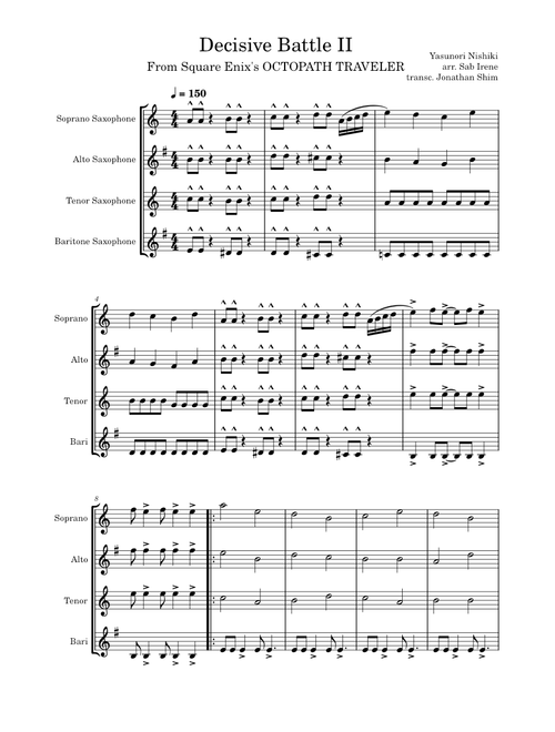 Decisive Battle II – Yasunori Nishiki Octopath Traveler - Decisive Battle II - Sax Quartet
