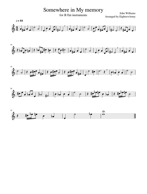 Somewhere in My Memory - for B flat instruments (Clarinet)