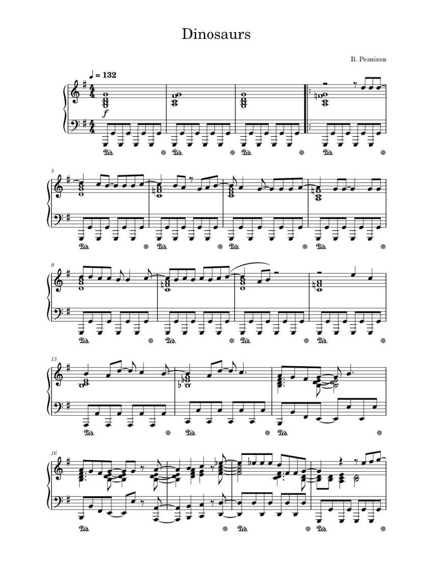 Dinosaurs (Динозаврики) – В. Резніков Sheet music for Piano (Solo ...