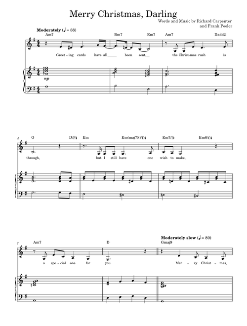 Merry Christmas, Darling - Carpenters (Piano Vocal)