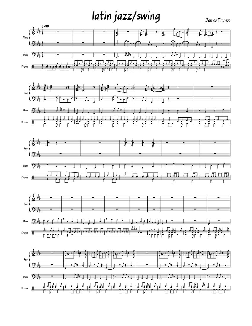 [Drummers Swing] Latin Jazz Sheet music for Piano, Bass guitar, Drum
