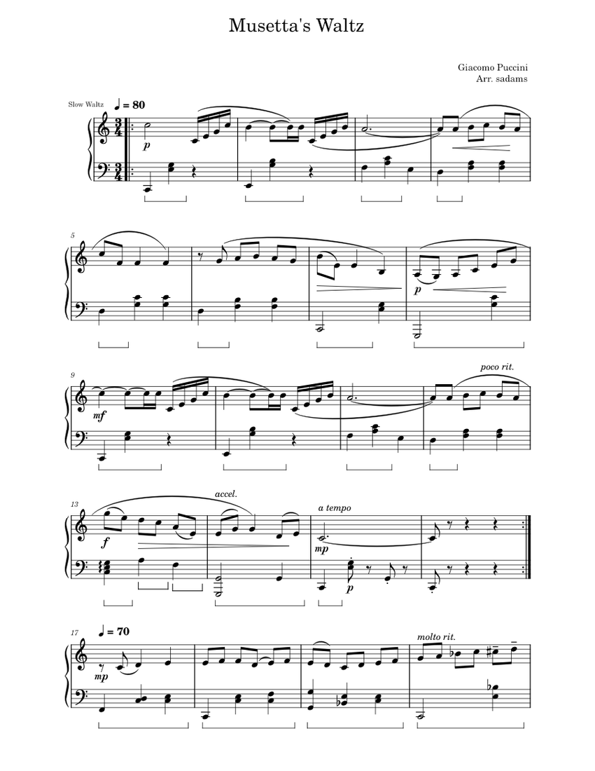 Musetta Plate Musetta's Waltz – Giacomo Puccini (Easy/Intermed Piano) Sheet Music for ...