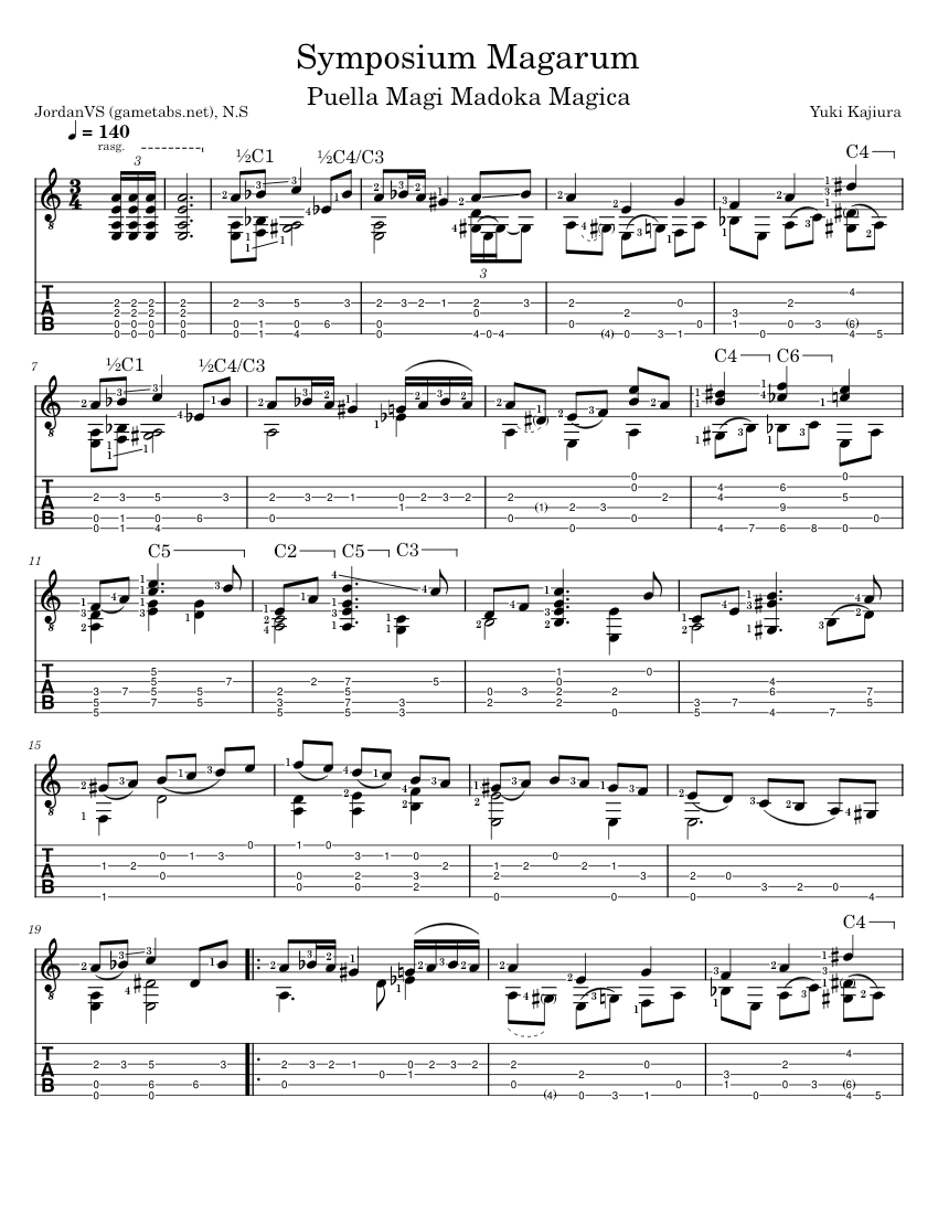 Symposium Magarum - Yuki Kajiura (Puella Magi Madoka Magica) Sheet