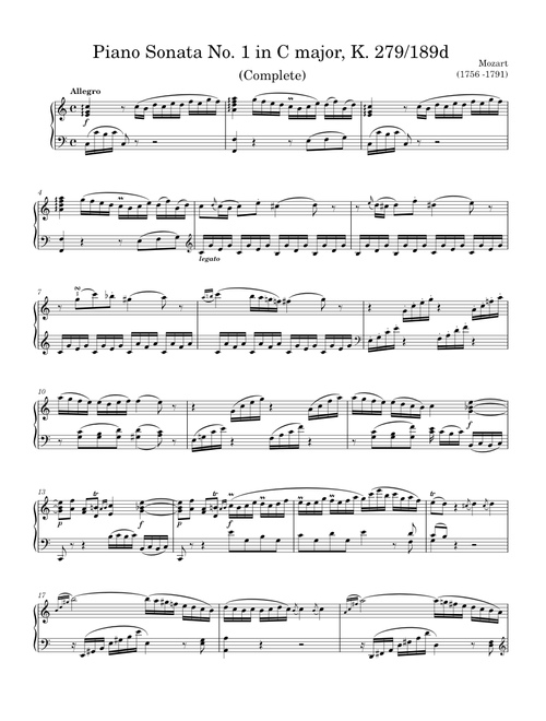 Piano Sonata No. 1 in C major, K.279/189d – Wolfgang Amadeus Mozart