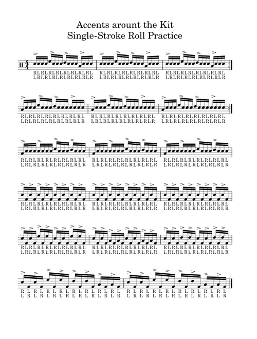 Accents around the kit Single-Stroke Roll Practice