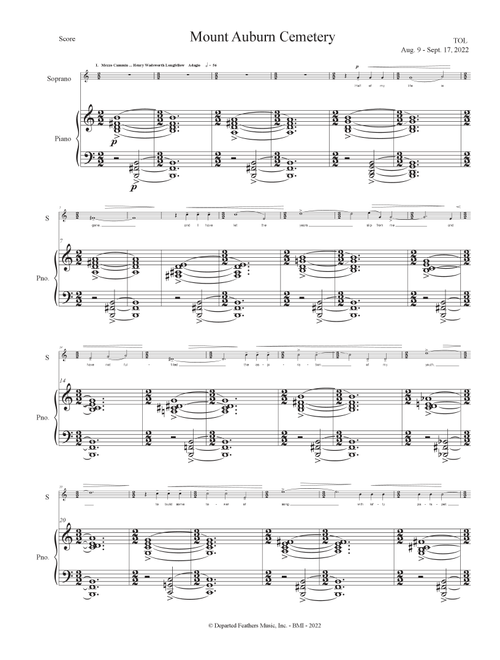Mount Auburn Cemetery (2022) piano-vocal score - Thomas Oboe Lee (Piano Vocal)
