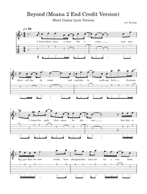 Beyond Moana 2 End Credit Guitar Version