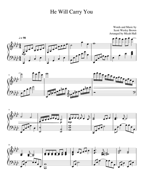 He Will Carry You - Scott Wesley Brown - Piano Solo