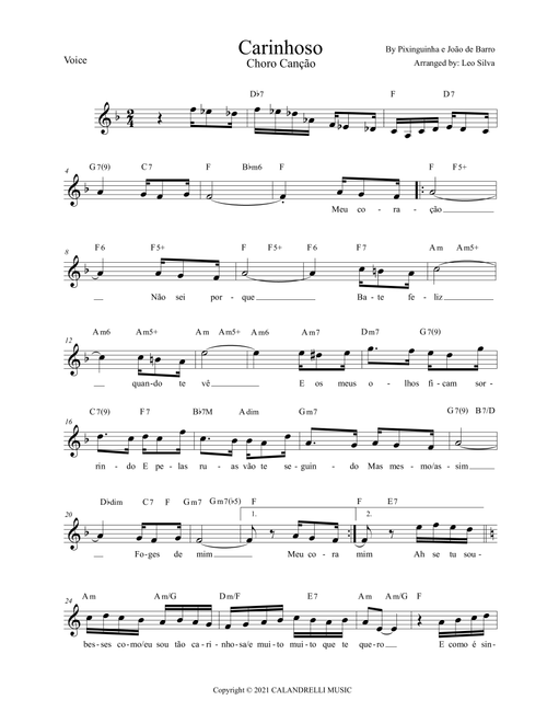 Carinhoso (Arr. Leo Silva) - Jorge Calandrelli, Benedicto Lacerda (Lead Sheet - Fake Book)