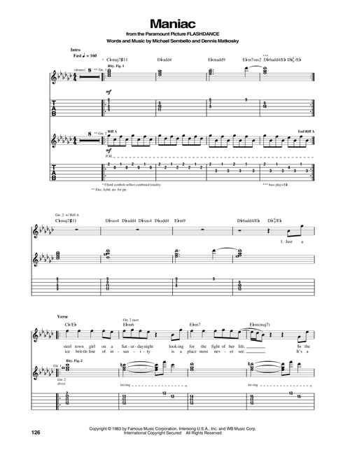 Maniac - Michael Sembello (Guitar Tab)