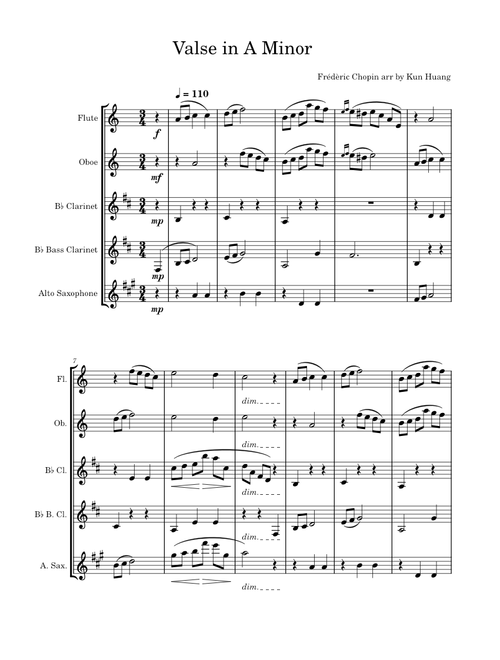 Valse no.19 in A mineur – Frédéric Chopin Valse_in_A_Minor chopin for woodwind Quintet