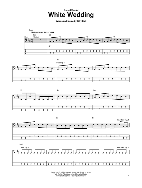 White Wedding - Billy Idol (Bass Tab)