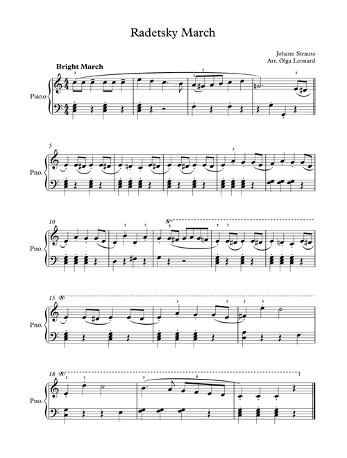 Radetzky March (Arr. Olga Leonard) - J Strauss (Easy Piano)